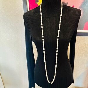 Vintage Glass Pearl Necklace Aurora Borealis Faceted Crystals Knotted Opera 52”